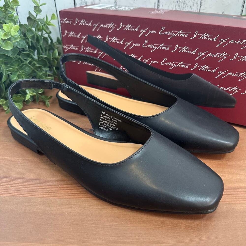 Kensie Women's Felice Black Slingback Flats Size 7.5